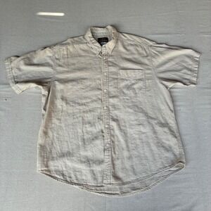 Sedgefield Button Down Shirt Mens XXL Khaki Excellent Linen Cotton Short Sleeve